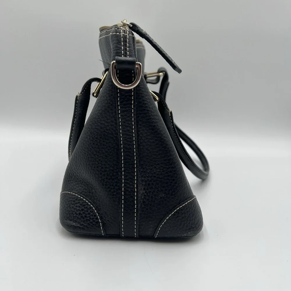 Vintage Dooney & Bourke Black Large Leather Double Handle Zipper Shoulder Bag - Picture 3 of 9